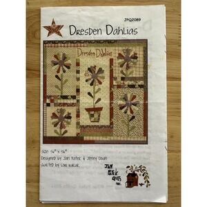 Dresden Dahlias Quilt Pattern 56"x56" Designed By Jan Patek & Jenny Doan